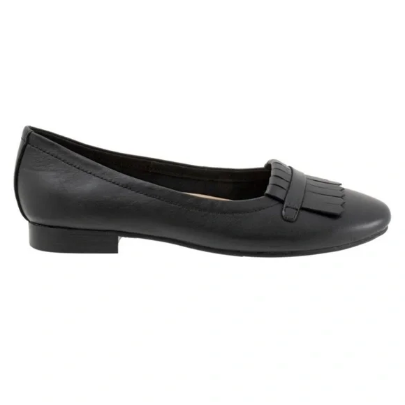 Trotters Greyson Leather Flat Loafers Black Office Wear NEW - Picture 2 of 9